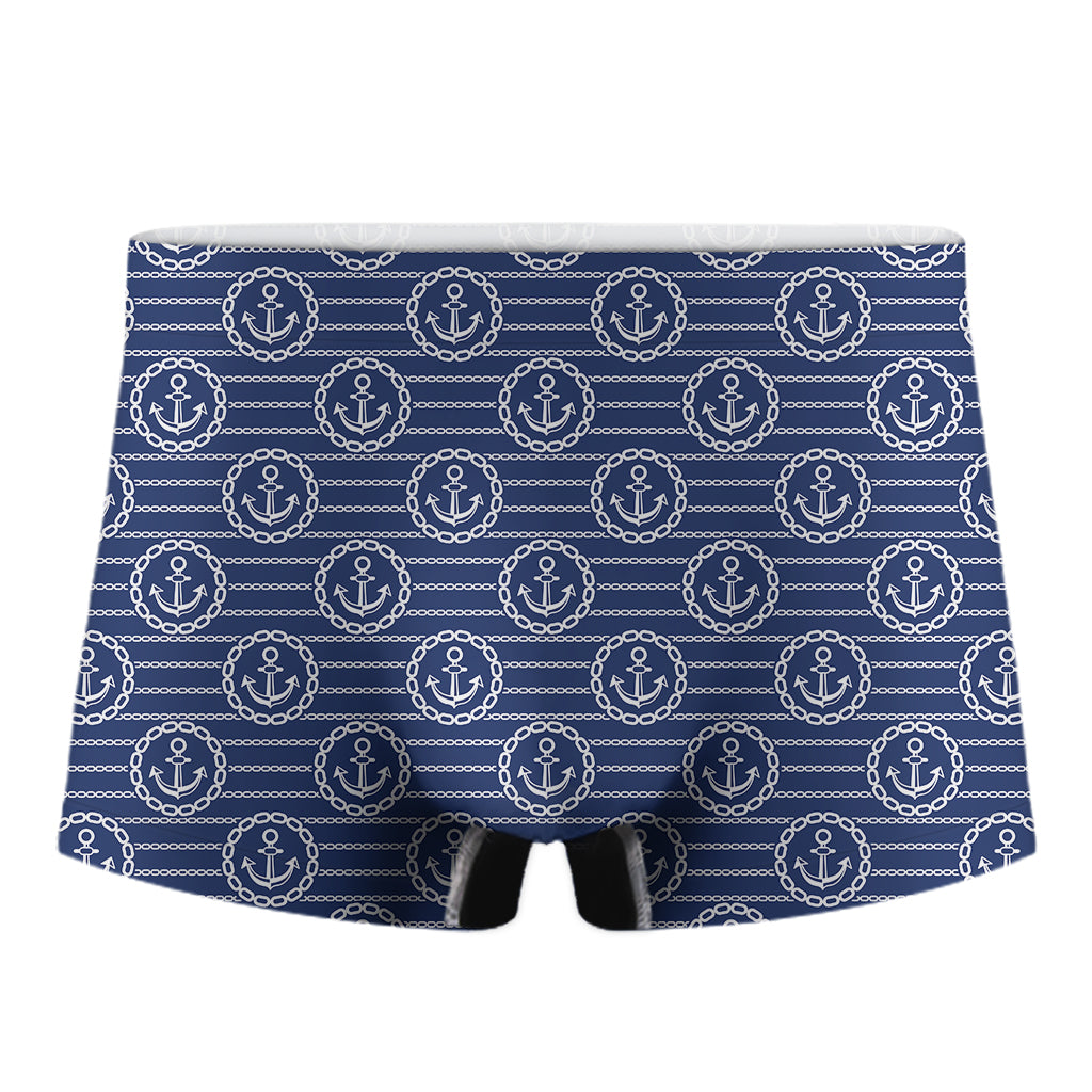 Nautical Anchor Pattern Print Men's Boxer Briefs