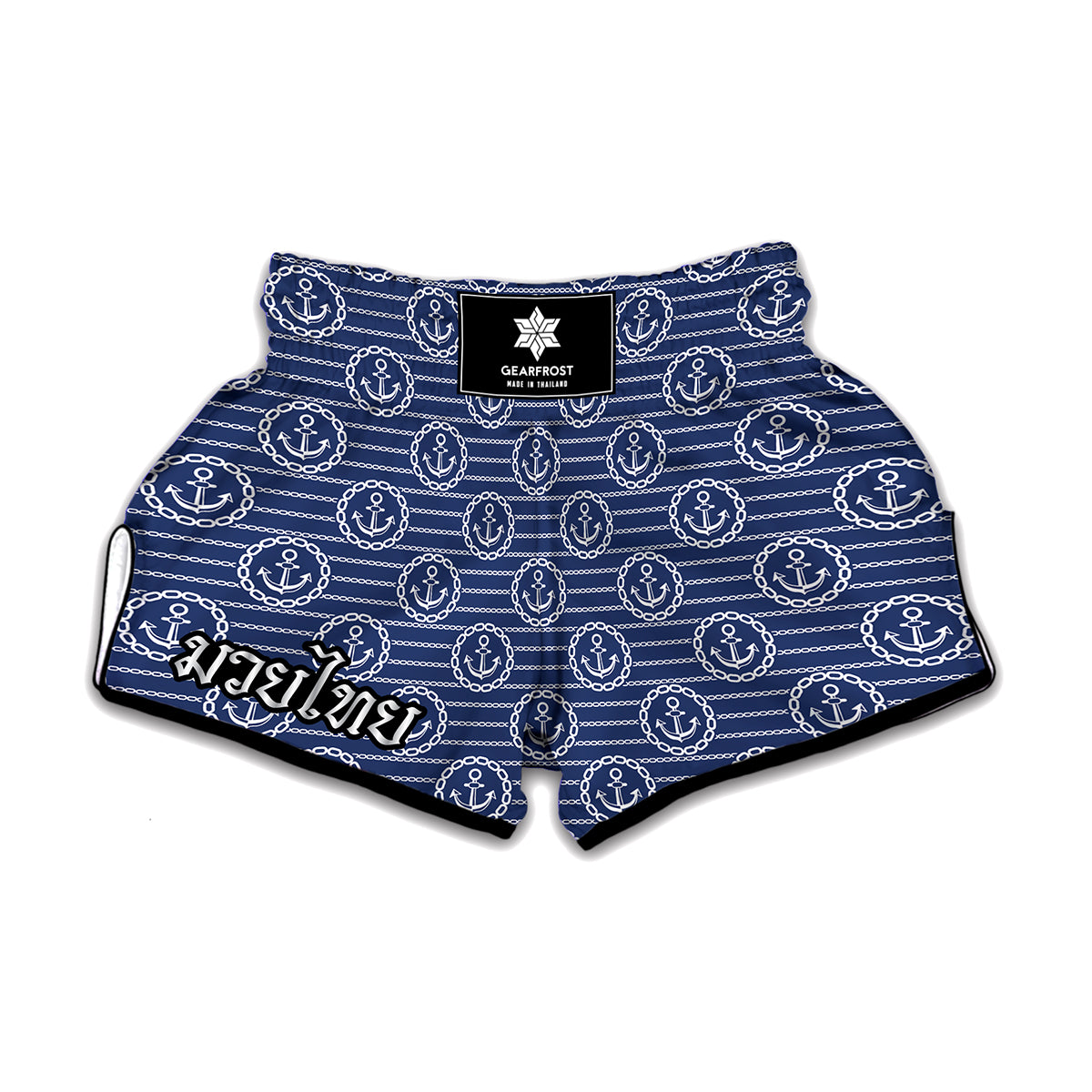 Nautical Anchor Pattern Print Muay Thai Boxing Shorts