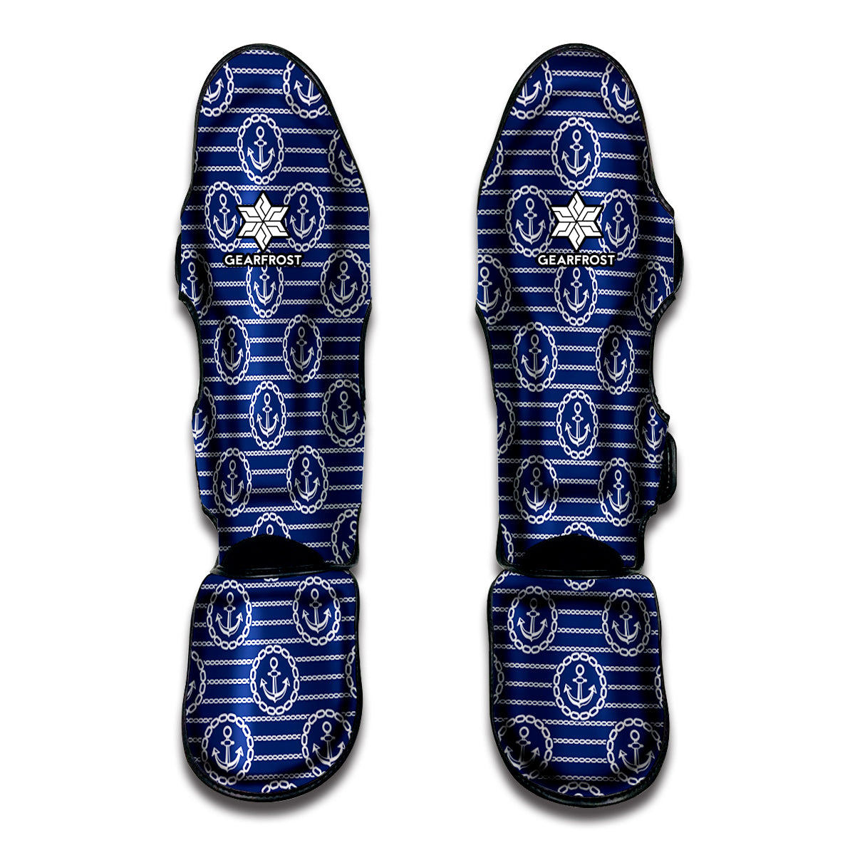 Nautical Anchor Pattern Print Muay Thai Shin Guards