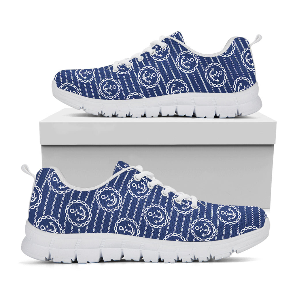 Nautical Anchor Pattern Print White Sneakers