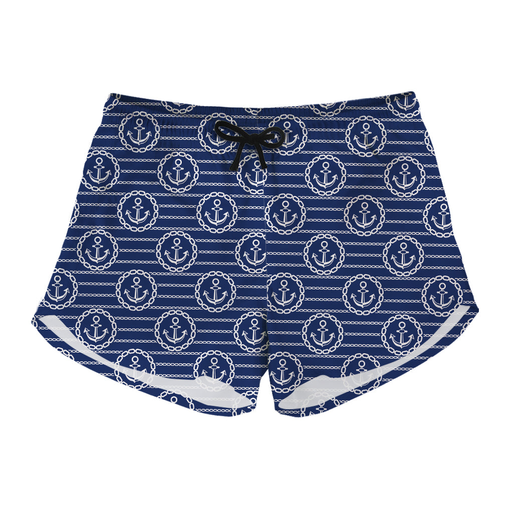 Nautical Anchor Pattern Print Women's Shorts