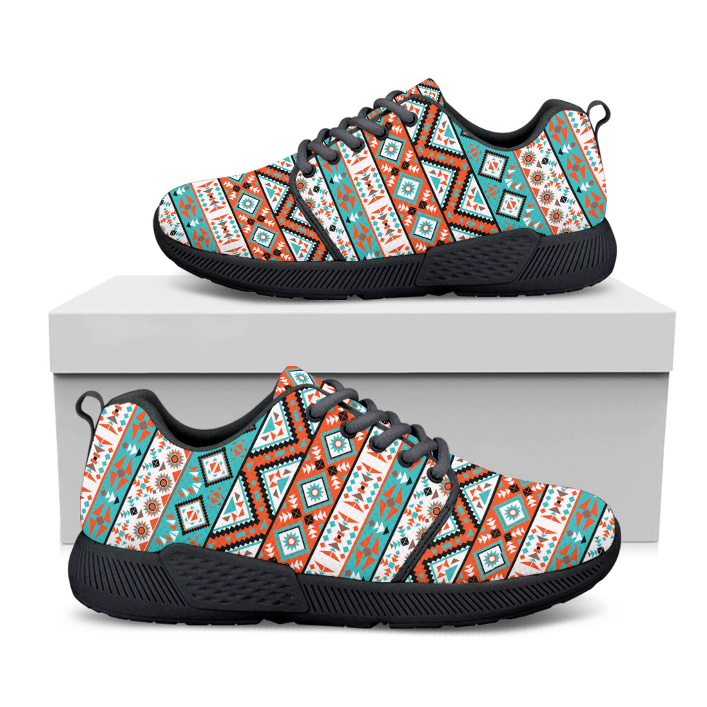 Navajo Geometric Pattern Print Black Athletic Shoes