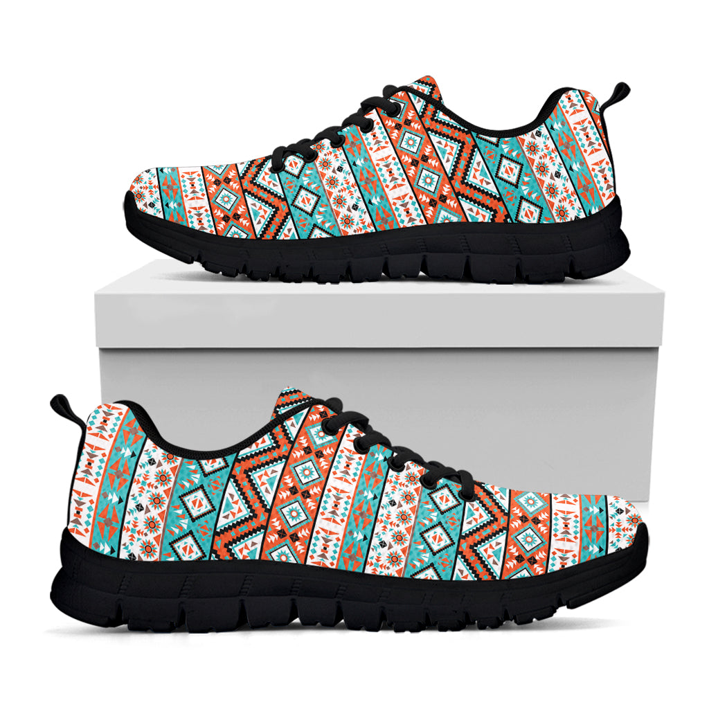 Navajo Geometric Pattern Print Black Sneakers