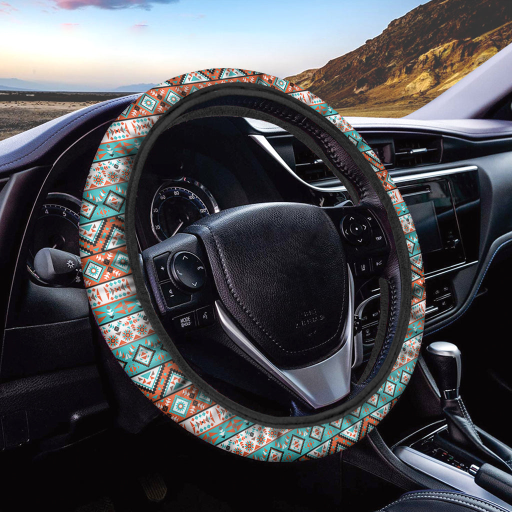 Navajo Geometric Pattern Print Car Steering Wheel Cover