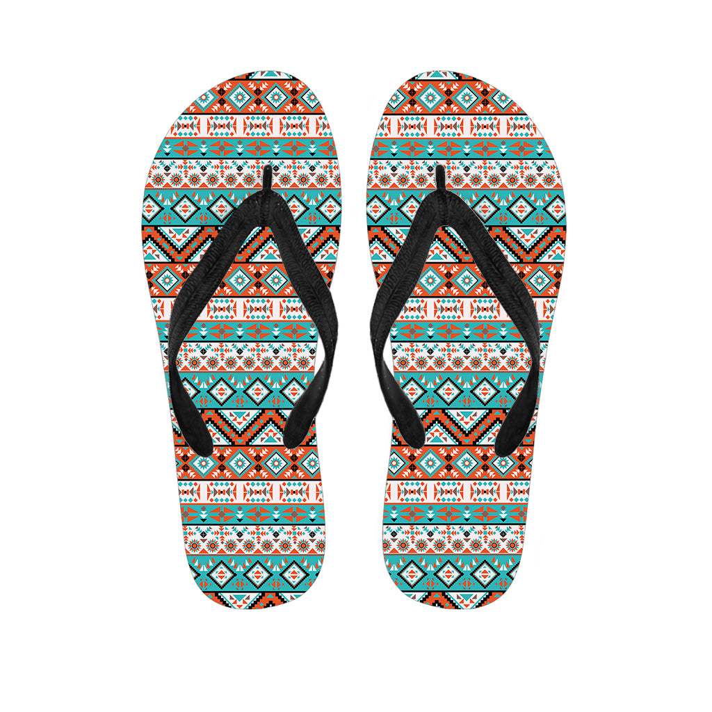 Navajo Geometric Pattern Print Flip Flops