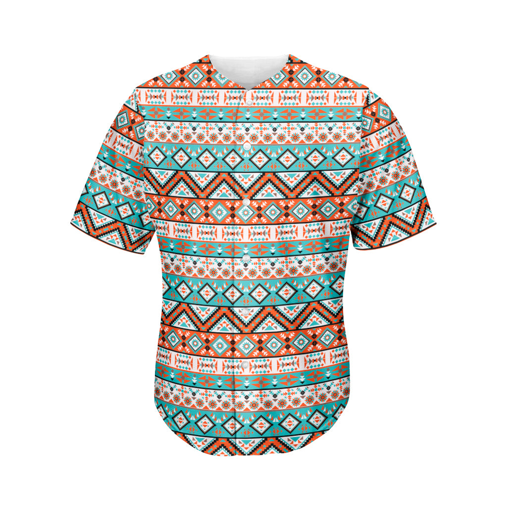 Navajo Geometric Pattern Print Men's Baseball Jersey