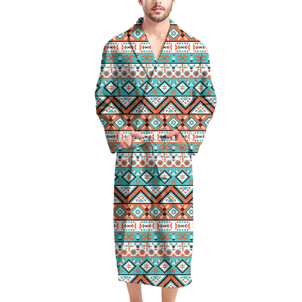 Navajo Geometric Pattern Print Men's Bathrobe