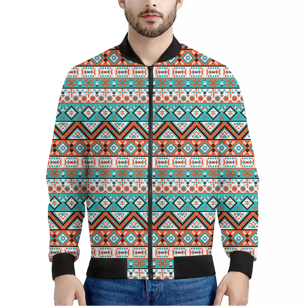 Navajo Geometric Pattern Print Men's Bomber Jacket