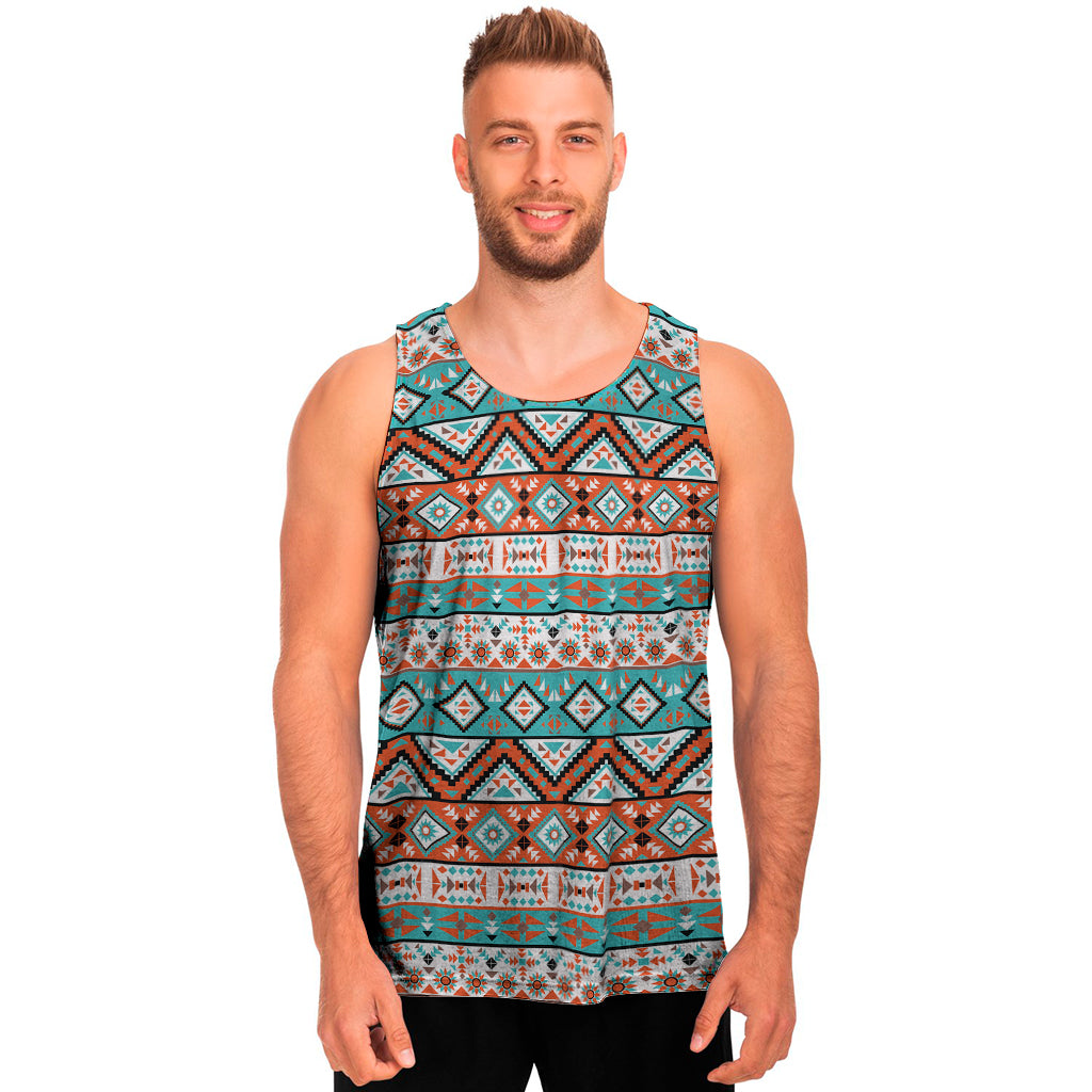 Navajo Geometric Pattern Print Men's Tank Top