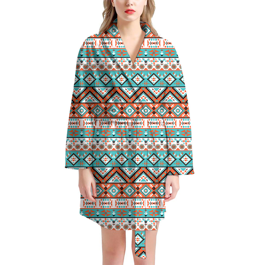 Navajo Geometric Pattern Print Women's Bathrobe