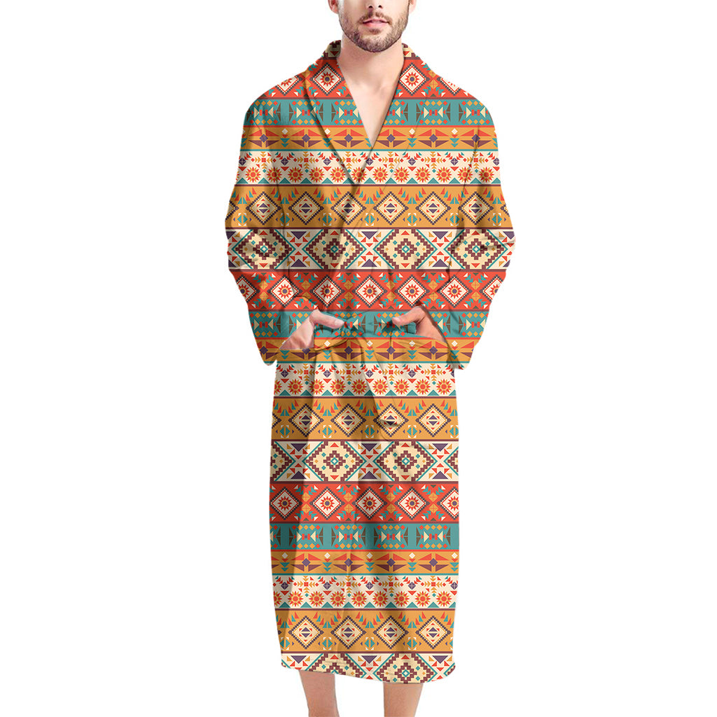 Navajo Native Pattern Print Men's Bathrobe