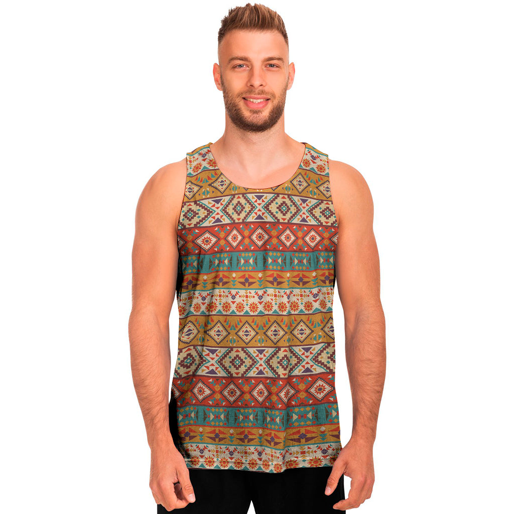 Navajo Native Pattern Print Men's Tank Top