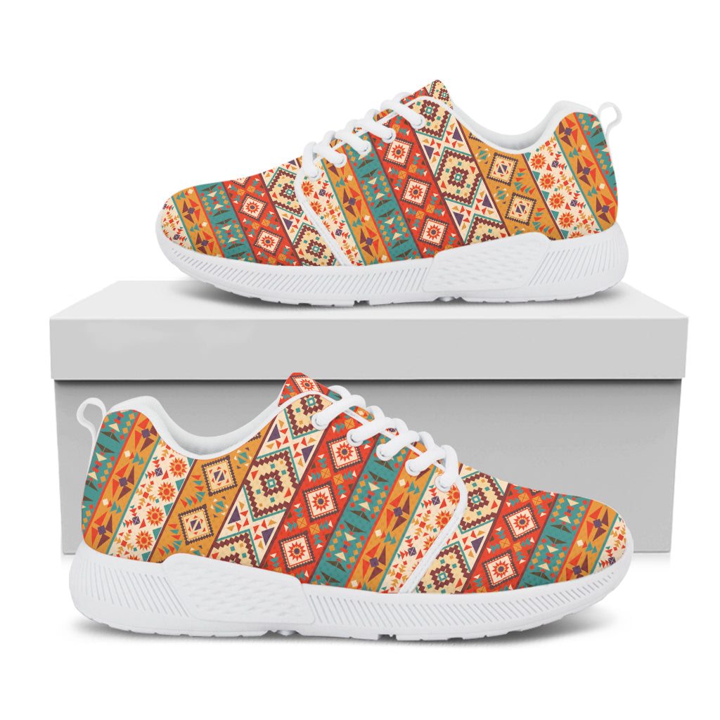 Navajo Native Pattern Print White Athletic Shoes