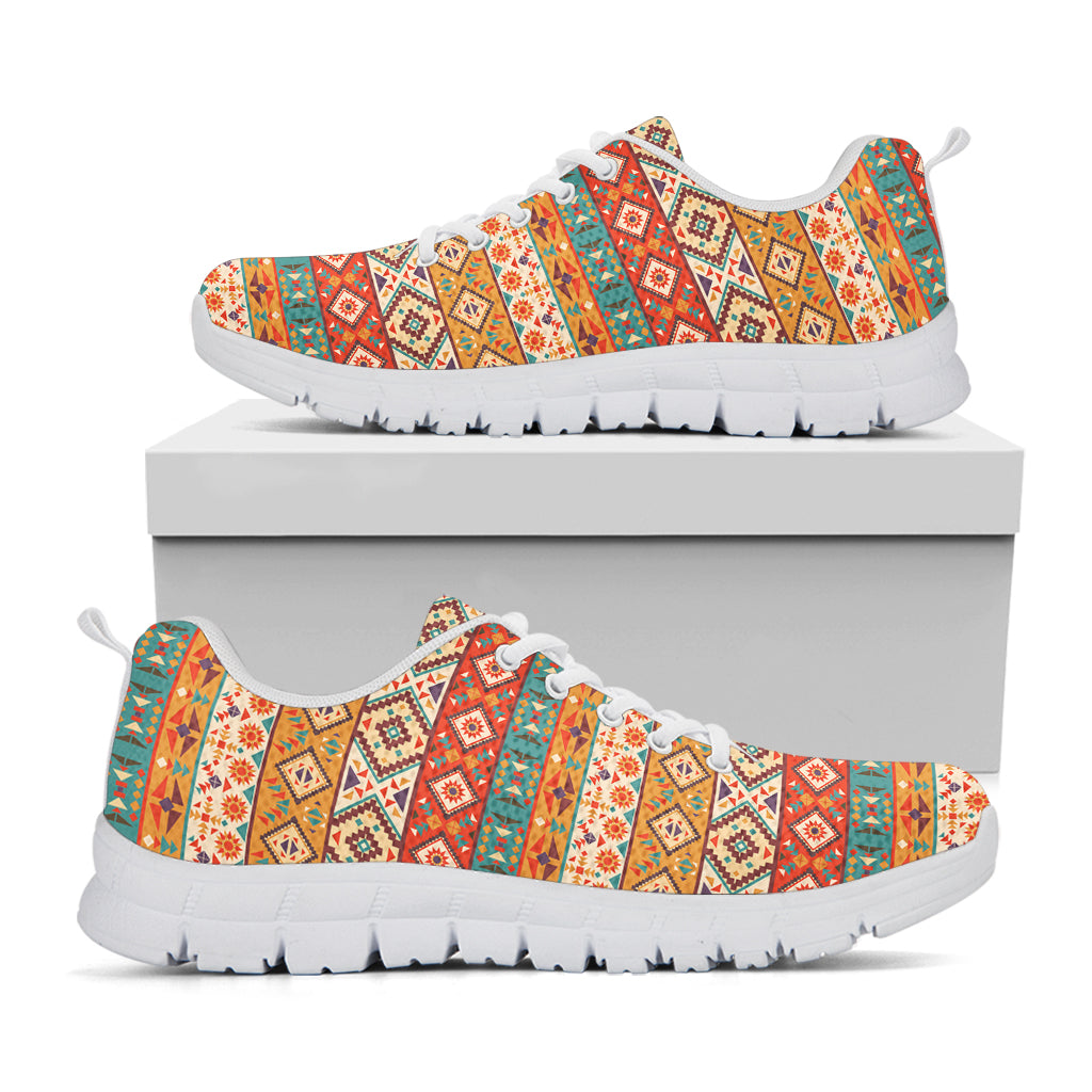 Navajo Native Pattern Print White Sneakers