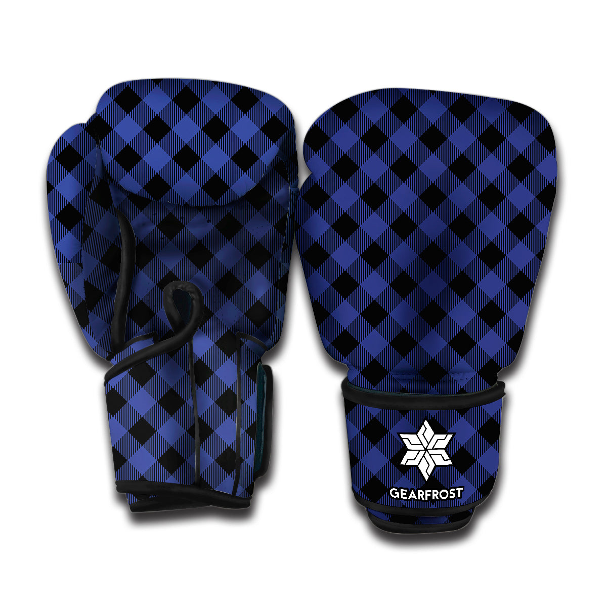 Navy And Black Buffalo Plaid Print Boxing Gloves