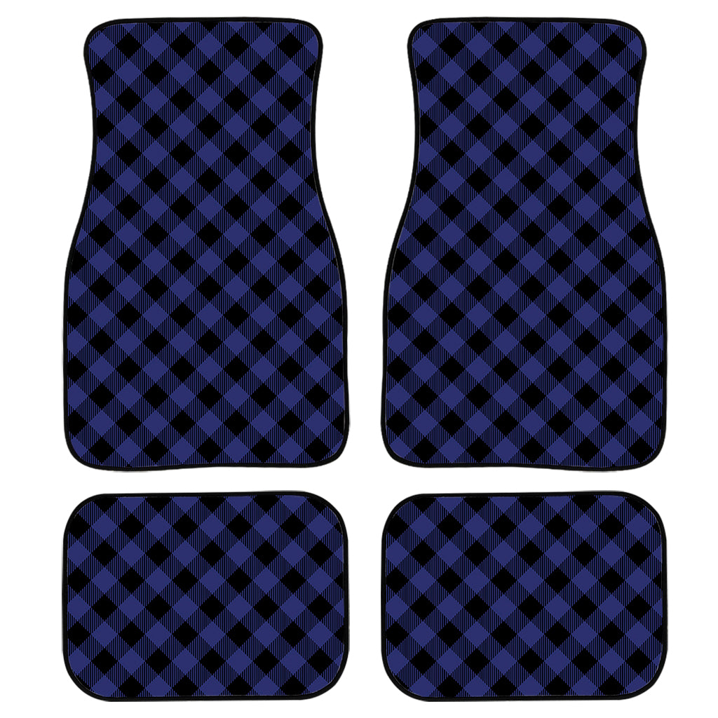 Navy And Black Buffalo Plaid Print Front and Back Car Floor Mats