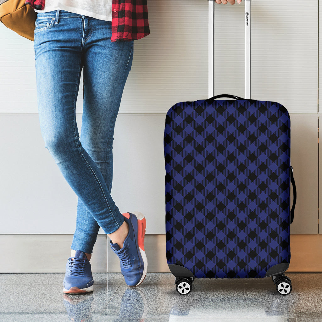 Navy And Black Buffalo Plaid Print Luggage Cover