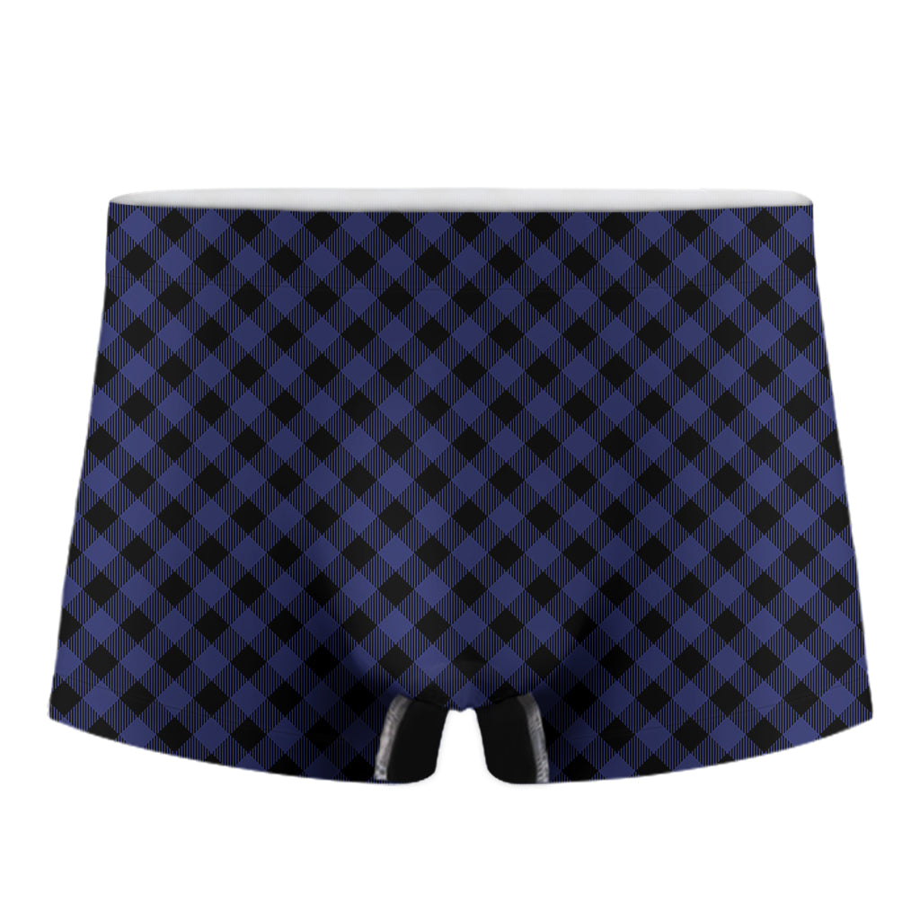 Navy And Black Buffalo Plaid Print Men's Boxer Briefs