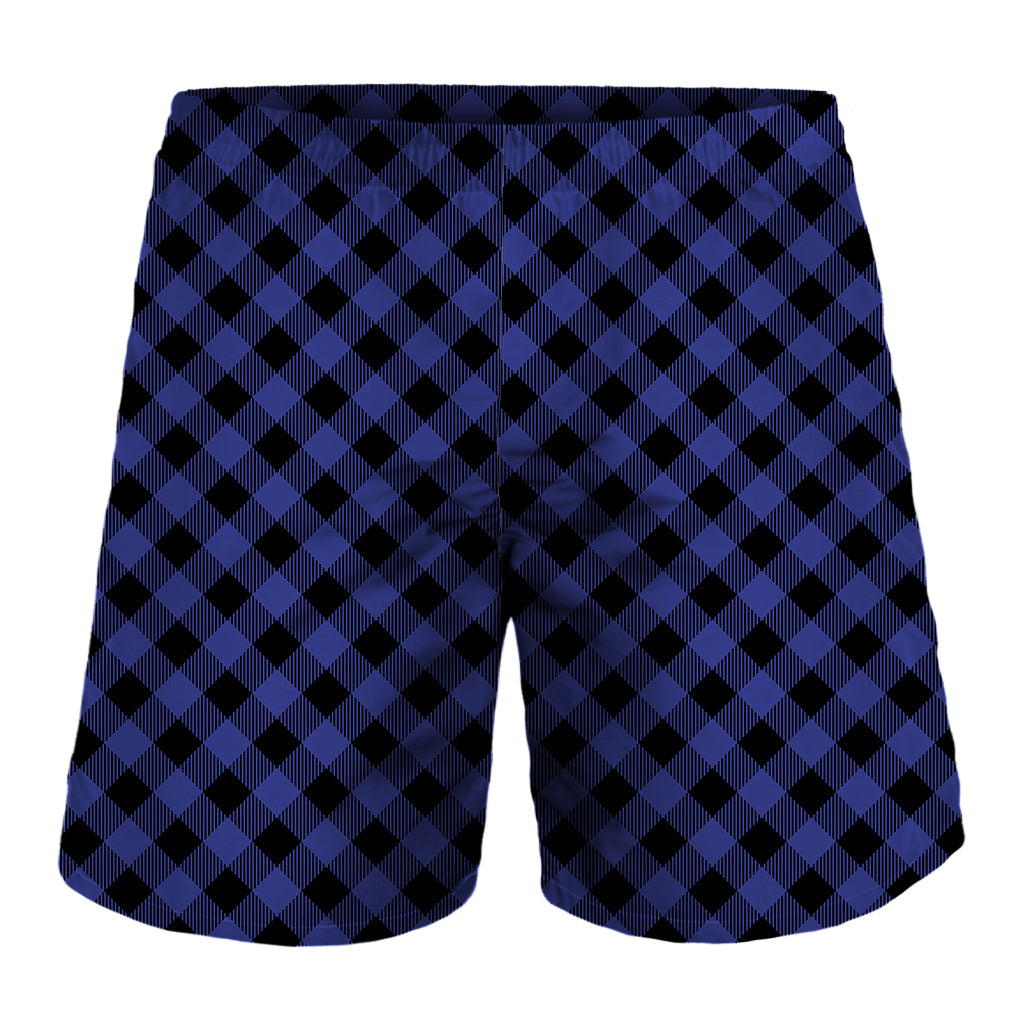 Navy And Black Buffalo Plaid Print Men's Shorts