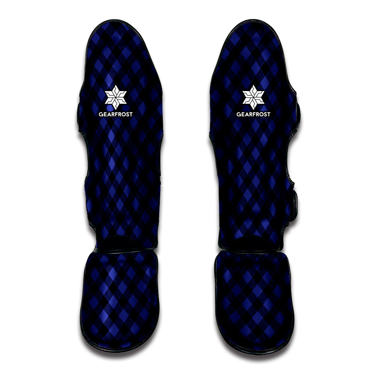 Navy And Black Buffalo Plaid Print Muay Thai Shin Guards