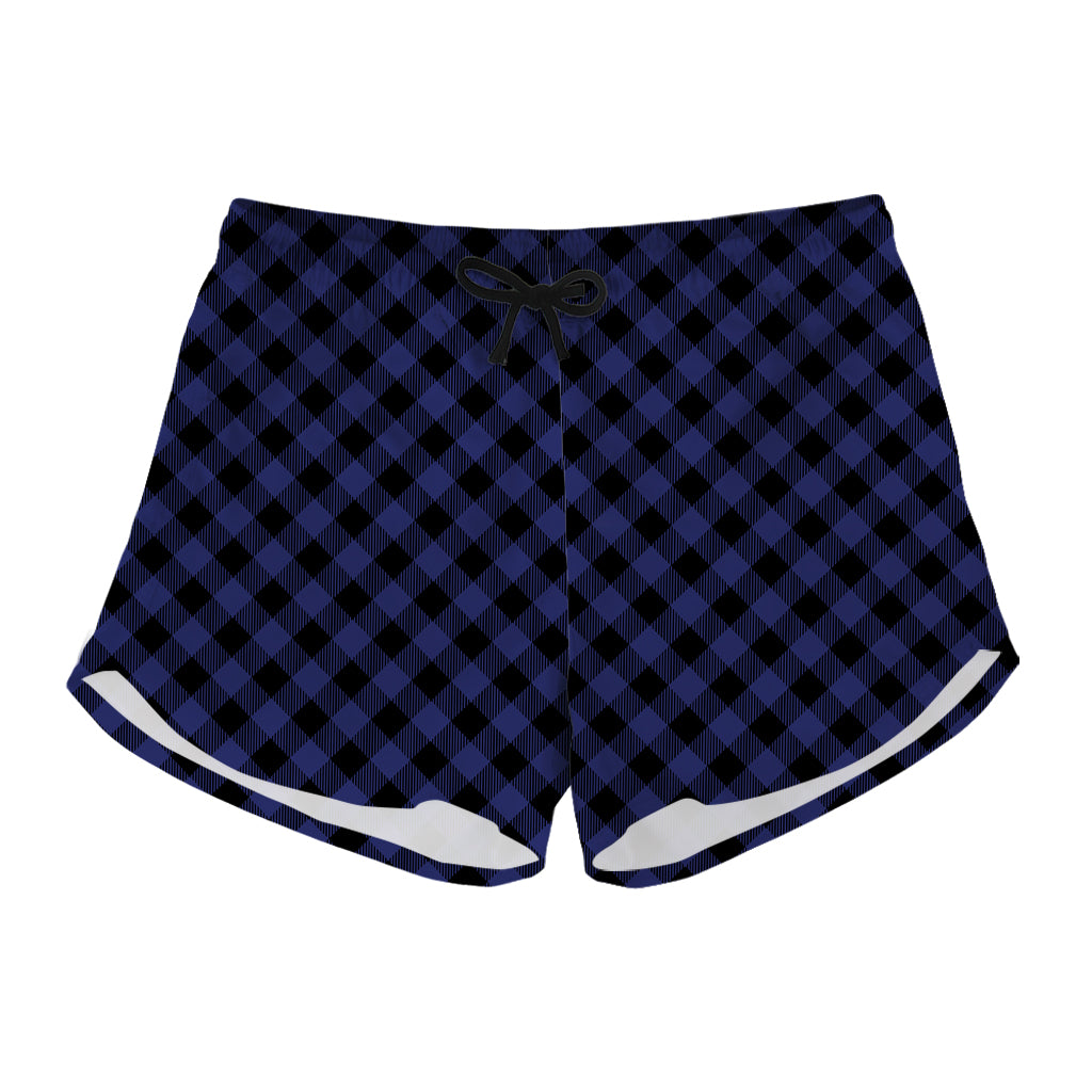 Navy And Black Buffalo Plaid Print Women's Shorts