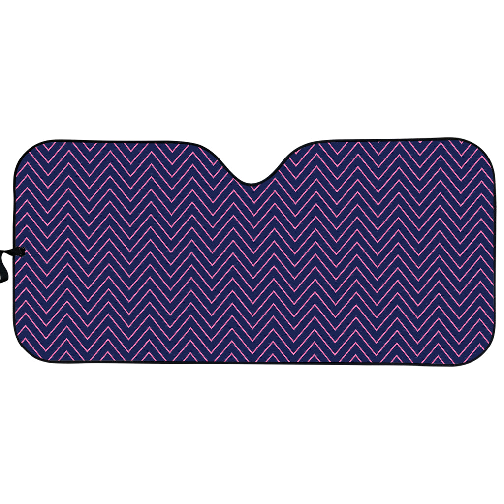 Navy And Pink Zigzag Pattern Print Car Sun Shade