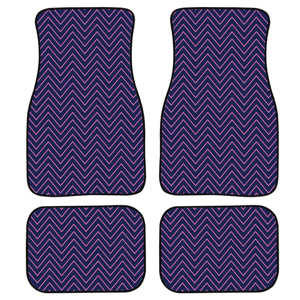 Navy And Pink Zigzag Pattern Print Front and Back Car Floor Mats