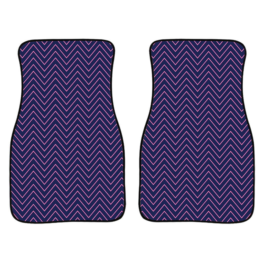 Navy And Pink Zigzag Pattern Print Front Car Floor Mats