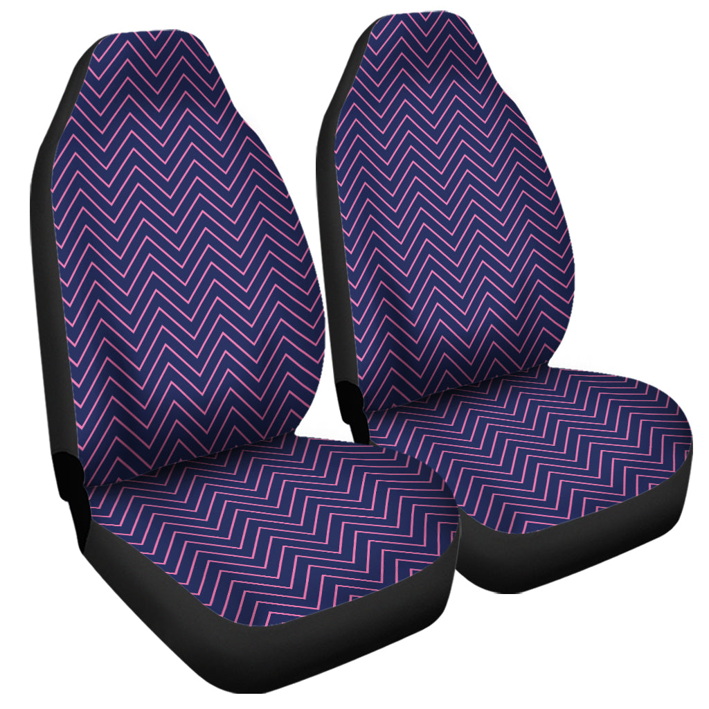 Navy And Pink Zigzag Pattern Print Universal Fit Car Seat Covers