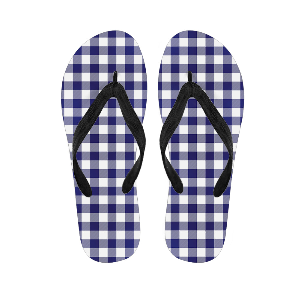 Navy And White Buffalo Check Print Flip Flops