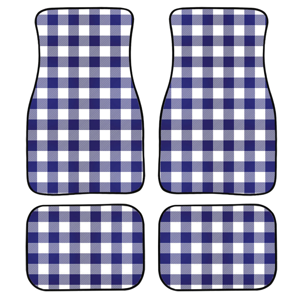 Navy And White Buffalo Check Print Front and Back Car Floor Mats