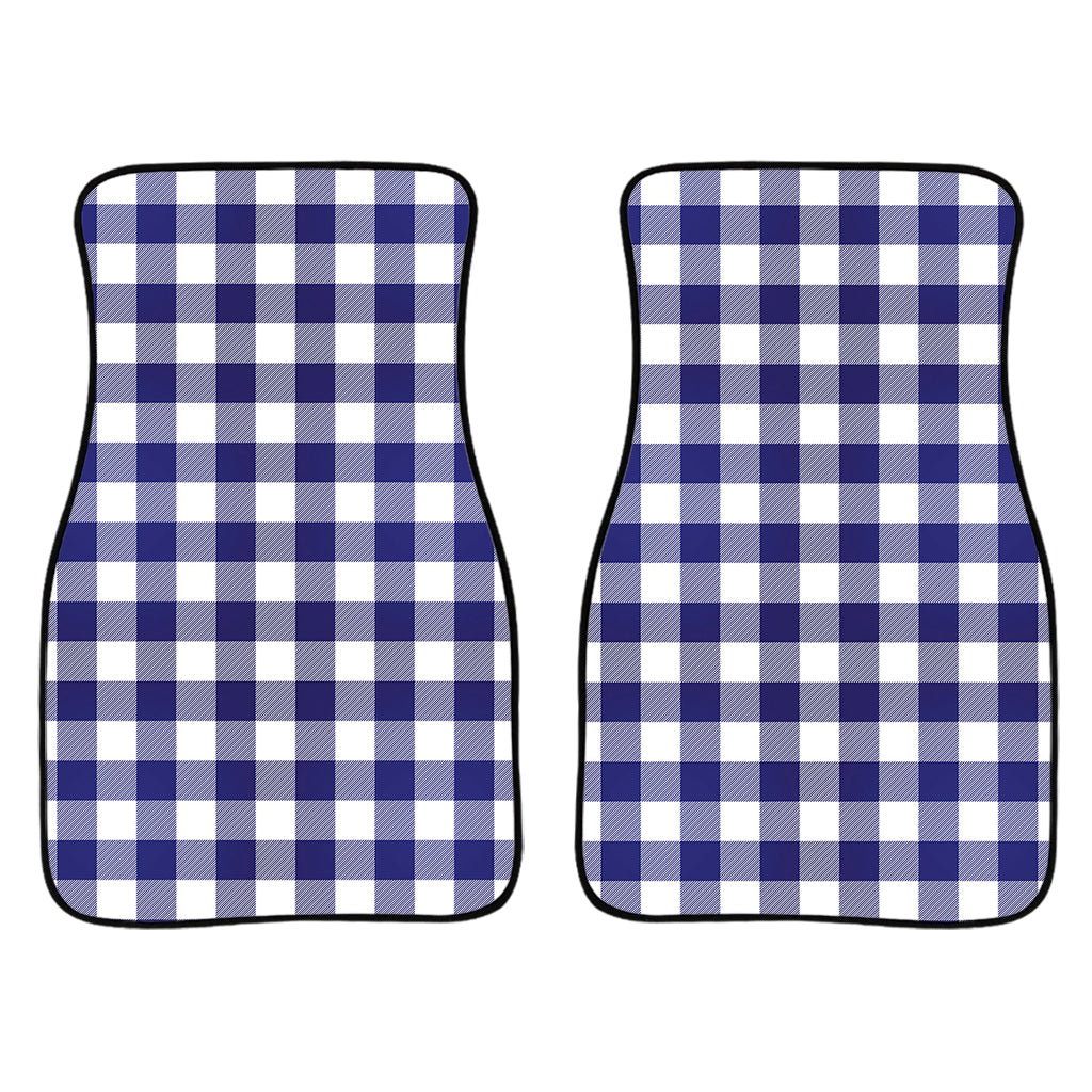 Navy And White Buffalo Check Print Front Car Floor Mats