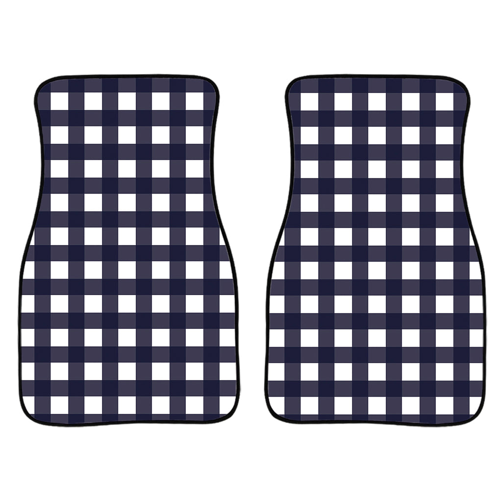 Navy And White Check Pattern Print Front Car Floor Mats