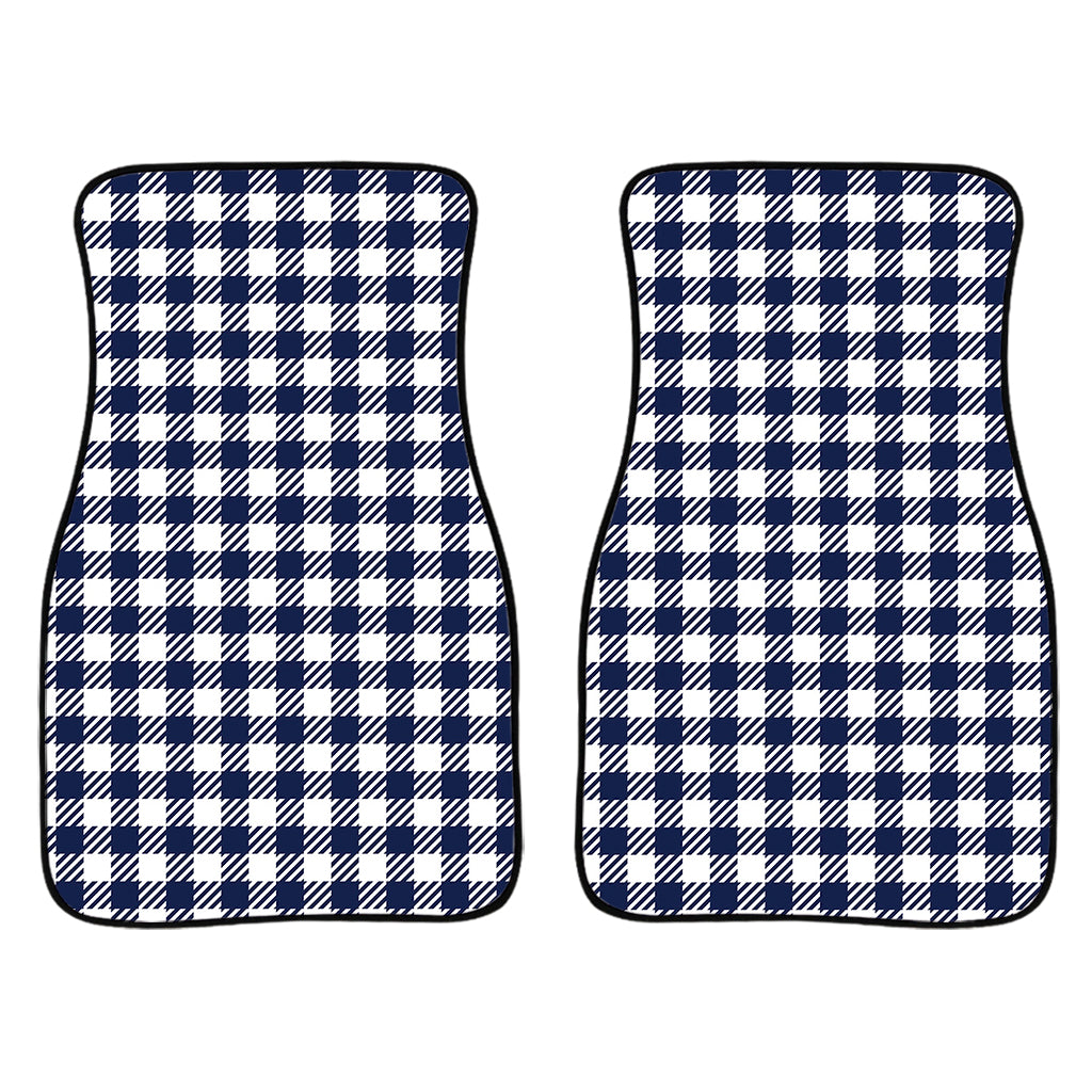 Navy And White Gingham Pattern Print Front Car Floor Mats