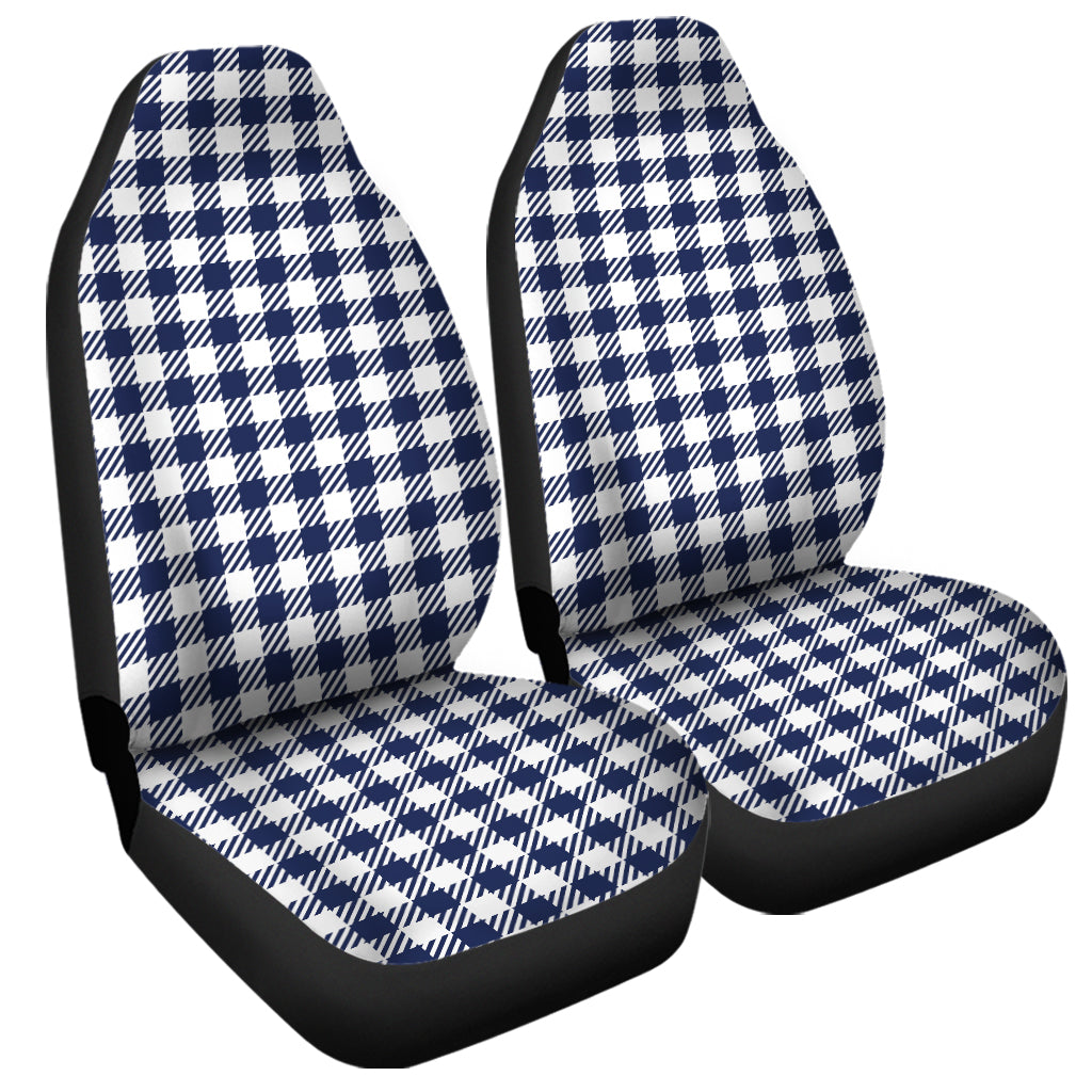 Navy And White Gingham Pattern Print Universal Fit Car Seat Covers