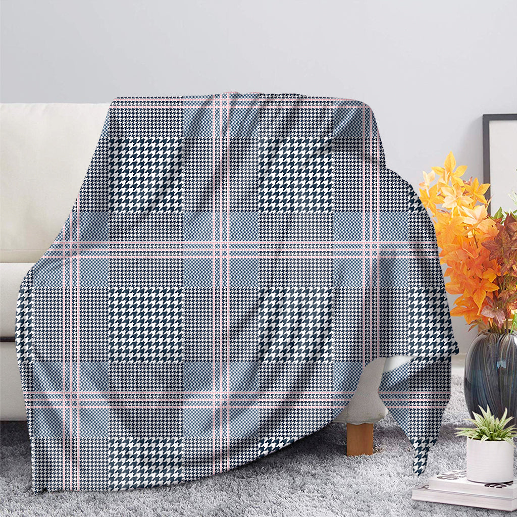 Navy And White Glen Plaid Print Blanket