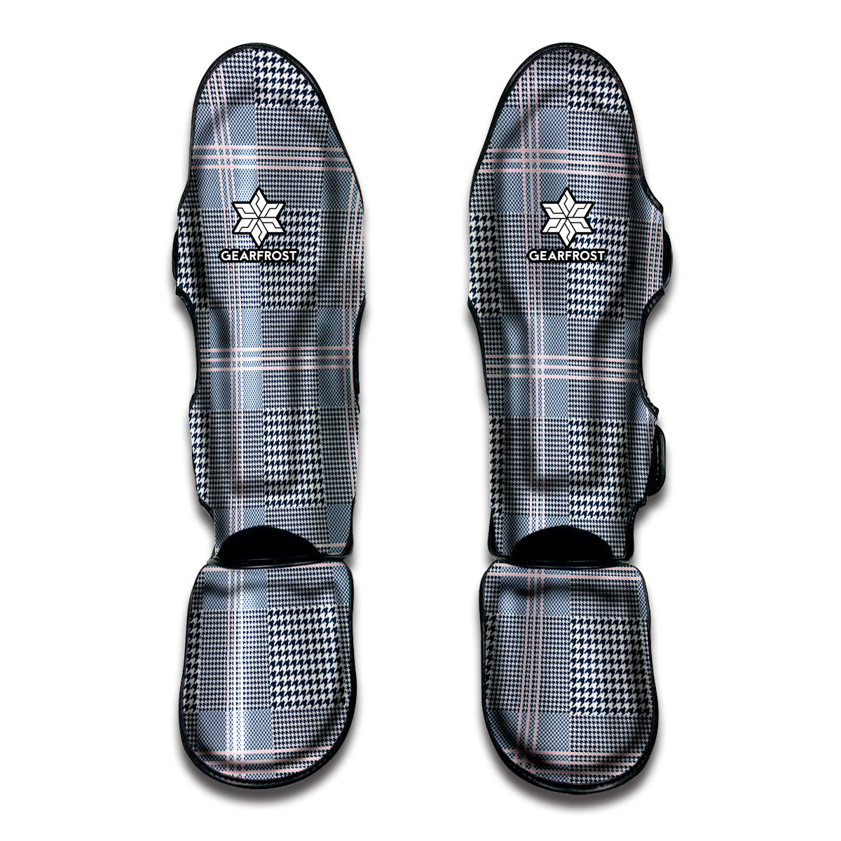 Navy And White Glen Plaid Print Muay Thai Shin Guards