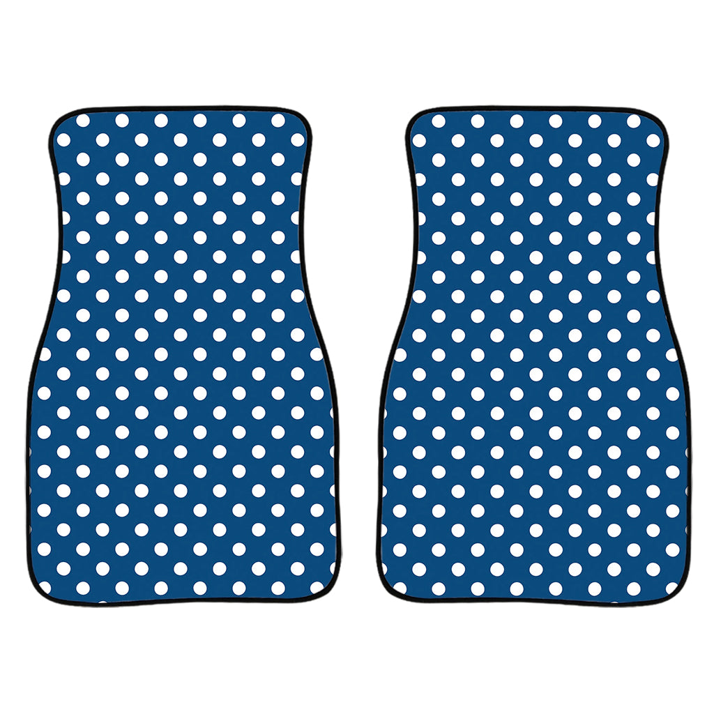 Navy And White Polka Dot Pattern Print Front Car Floor Mats