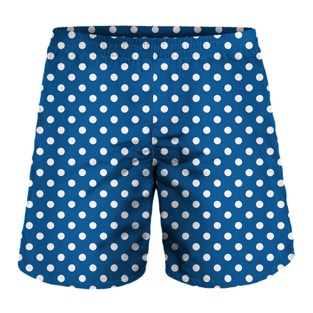 Navy And White Polka Dot Pattern Print Men's Shorts