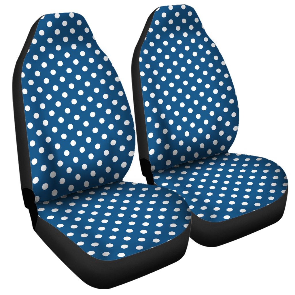 Navy And White Polka Dot Pattern Print Universal Fit Car Seat Covers