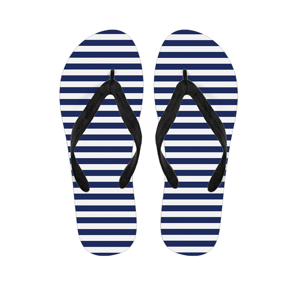 Navy And White Striped Pattern Print Flip Flops