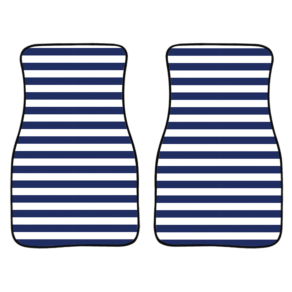 Navy And White Striped Pattern Print Front Car Floor Mats