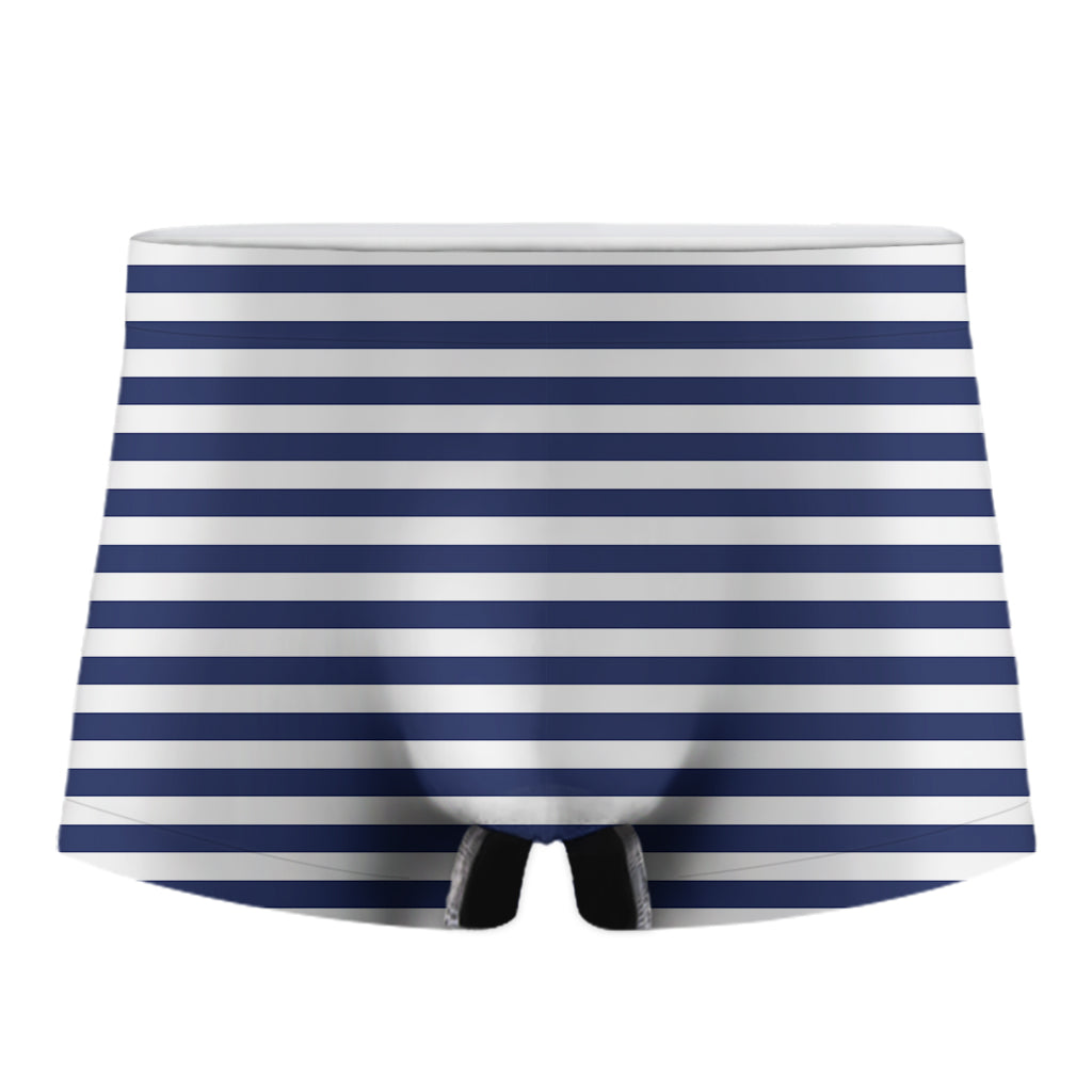 Navy And White Striped Pattern Print Men's Boxer Briefs