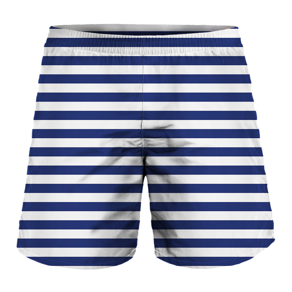 Navy And White Striped Pattern Print Men's Shorts