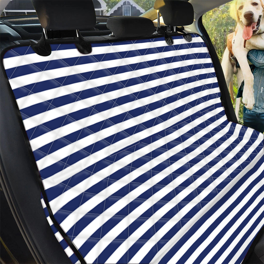 Navy And White Striped Pattern Print Pet Car Back Seat Cover