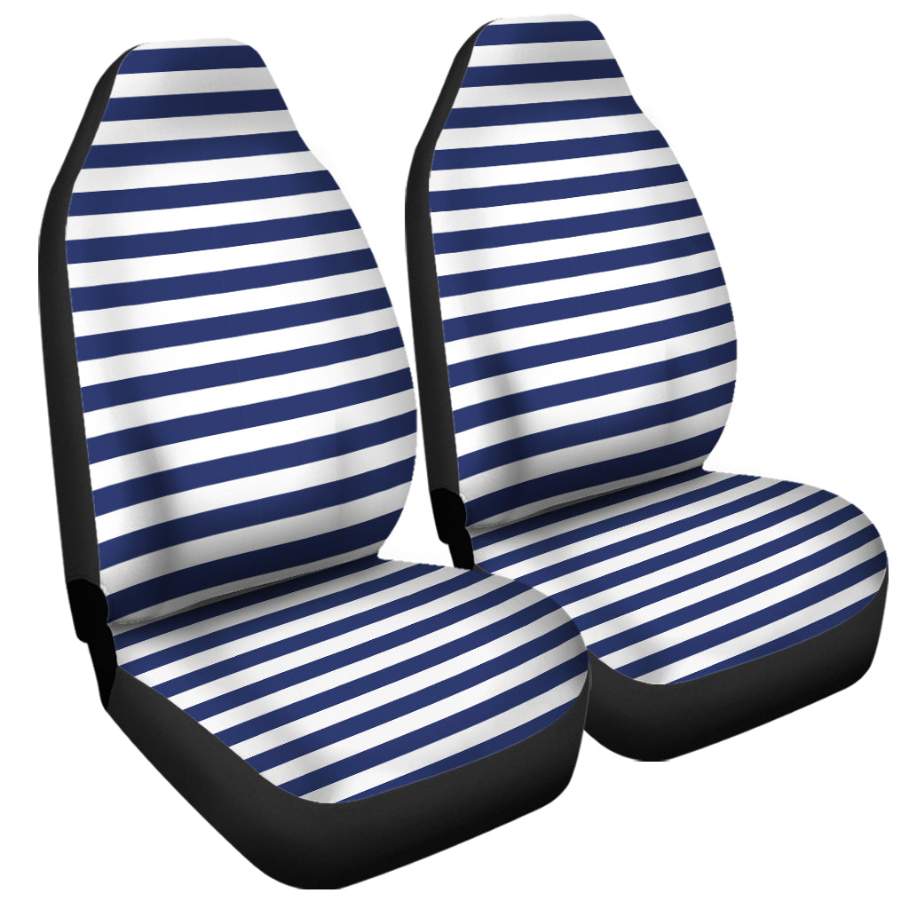 Navy And White Striped Pattern Print Universal Fit Car Seat Covers