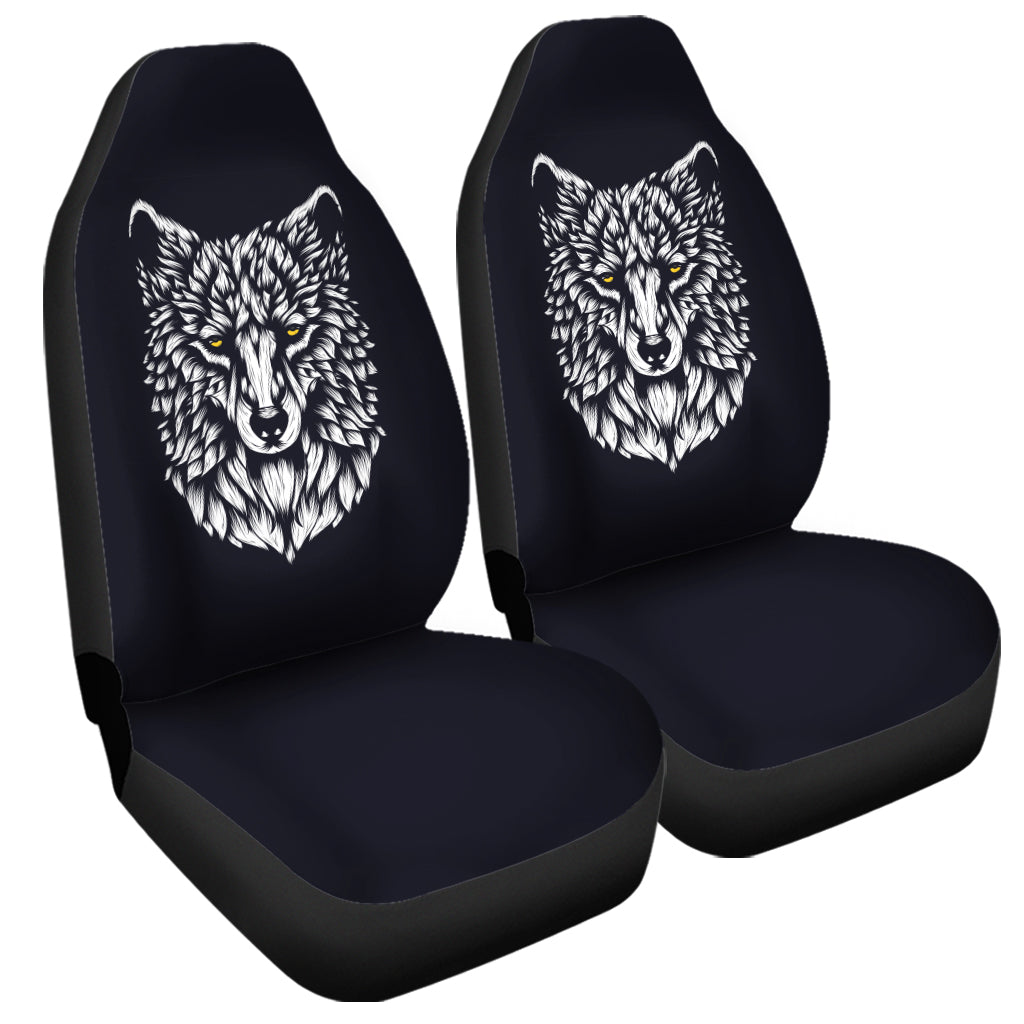 Navy And White Wolf Print Universal Fit Car Seat Covers