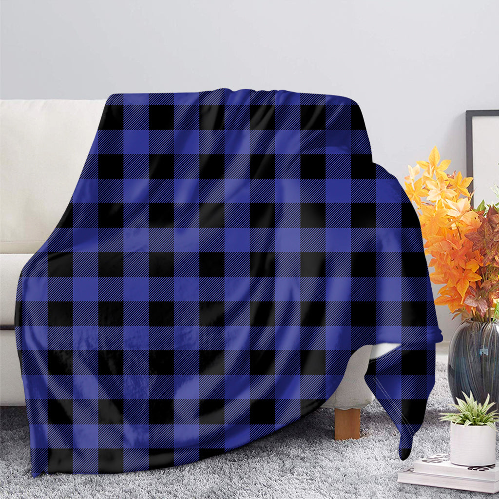 Navy Blue And Black Buffalo Check Print Blanket