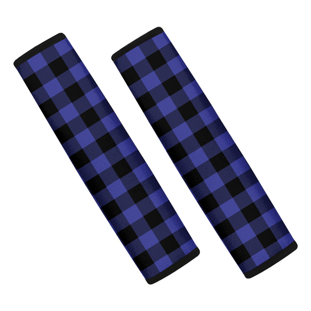 Navy Blue And Black Buffalo Check Print Car Seat Belt Covers