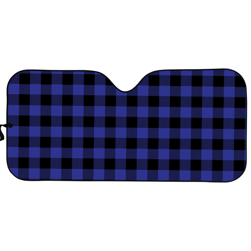 Navy Blue And Black Buffalo Check Print Car Sun Shade